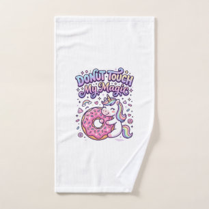 Unicorn Doughnut Touch My Magic Gift Idea Sticker Hand Towel