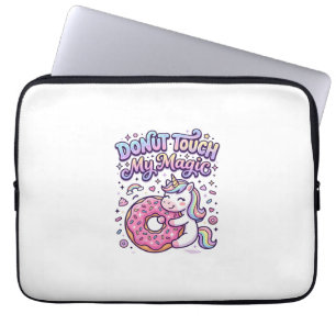 Unicorn Doughnut Touch My Magic Gift Idea Sticker Laptop Sleeve