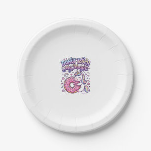 Unicorn Doughnut Touch My Magic Gift Idea Sticker Paper Plate