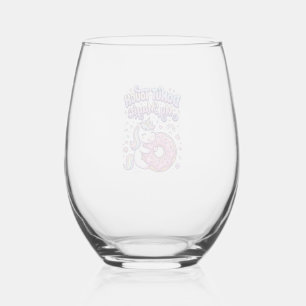 Unicorn Doughnut Touch My Magic Gift Idea Sticker Stemless Wine Glass