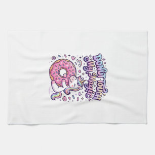Unicorn Doughnut Touch My Magic Gift Idea Sticker Tea Towel