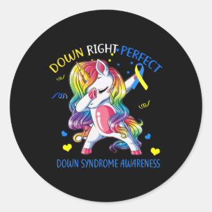 Unicorn Down Right Perfect Down Syndrome Awareness Classic Round Sticker