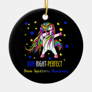 Unicorn Down Right Perfect Shirt Down Syndrome Ceramic Tree Decoration