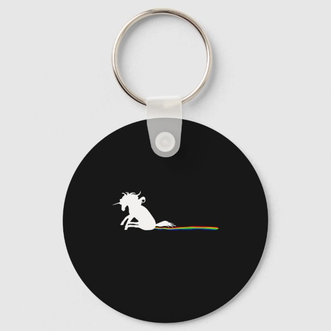 Unicorn Dragging Rainbows Funny Adult S  Key Ring (Front)
