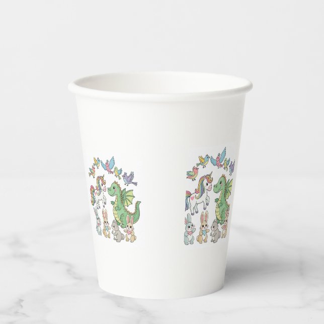  > Unicorn & Dragon Birthday Paper Cup for Kids (Front)