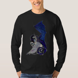 Unicorn Dragon Blue White Pegacorn Horse Pony T-Shirt