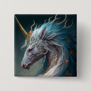 Unicorn Dragon Fantasy Art 15 Cm Square Badge