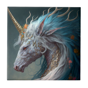 Unicorn Dragon Fantasy Art Tile