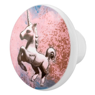 Unicorn Drawer Knob Pull Ceramic (Faded Sherbet)