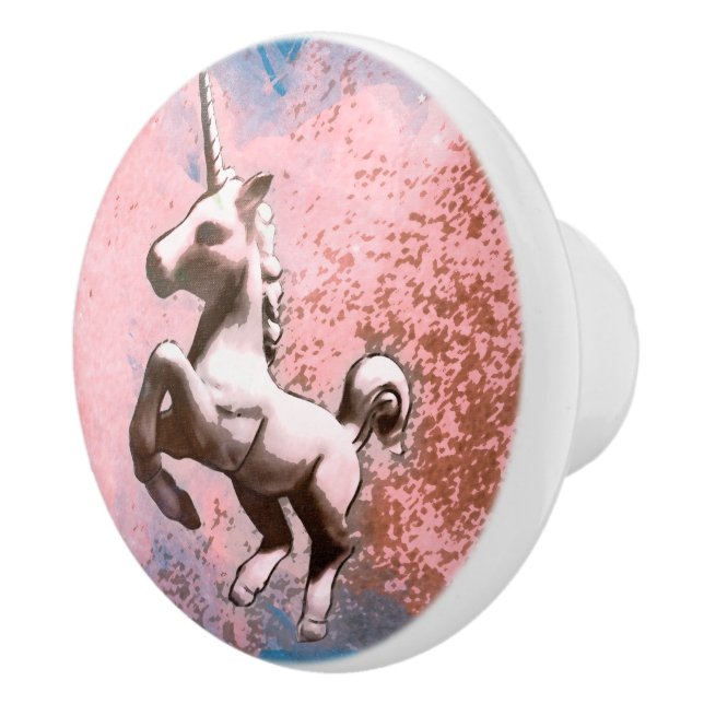 Unicorn Drawer Knob Pull Ceramic (Faded Sherbet) (Right)