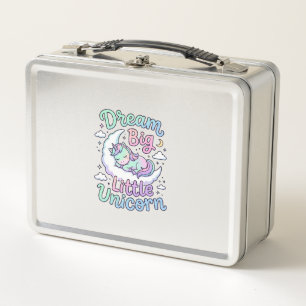 Unicorn Dream Big Little Unicorn Gift Idea Vector Metal Lunch Box