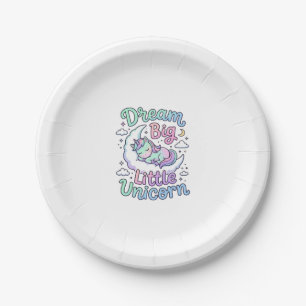 Unicorn Dream Big Little Unicorn Gift Idea Vector Paper Plate