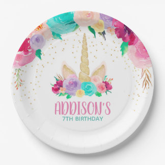 Unicorn Dreams Birthday Baby Shower Paper Plates