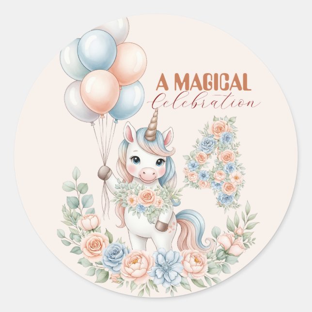 Unicorn Dreams Birthday Classic Round Sticker (Front)