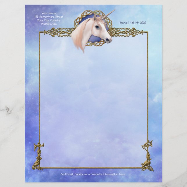 Unicorn Dreams Fantasy Letterhead Design (Front)