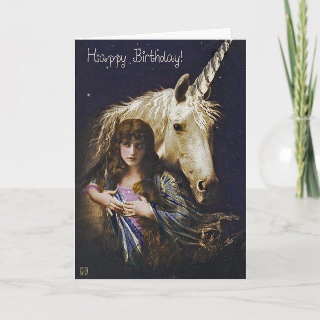 Unicorn Dreams Happy Birthday Card (Front)