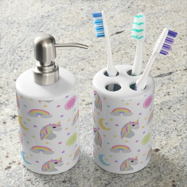 Unicorn Dreams Soap Dispenser And Toothbrush Holder (Front)