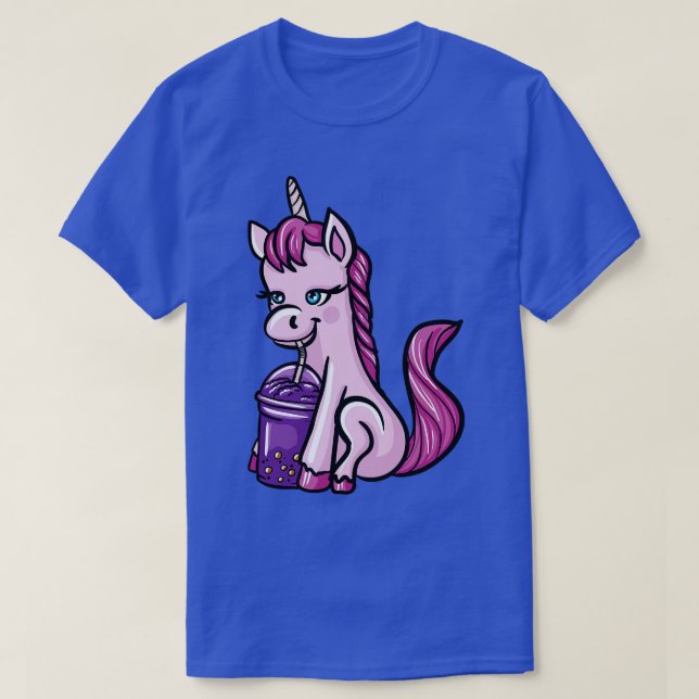 Unicorn Drinking Boba Milk Tea 1 T-Shirt (Design Front)