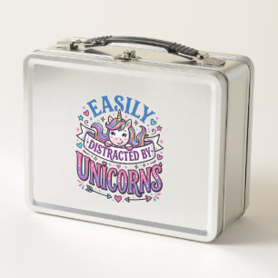 Unicorn Easily Distracted by Unicorns Commercial C Metal Lunch Box