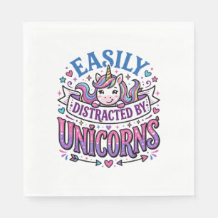 Unicorn Easily Distracted by Unicorns Commercial C Napkin