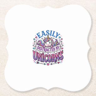 Unicorn Easily Distracted by Unicorns Commercial C Paper Coaster