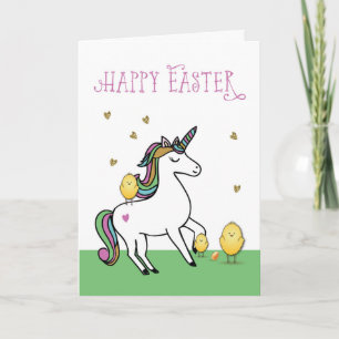 Unicorn Easter Wishes with Chicks Card