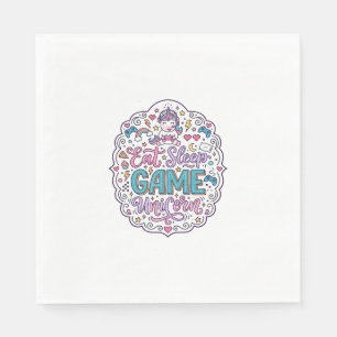 Unicorn Eat Sleep Game Unicorn Playful Print on De Napkin