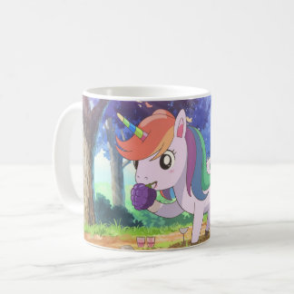 Unicorn eating grape in forest coffee mug