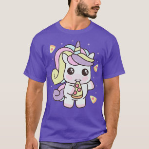 Unicorn Eating Pizza Kawaii Cute Magical Pastel Un T-Shirt
