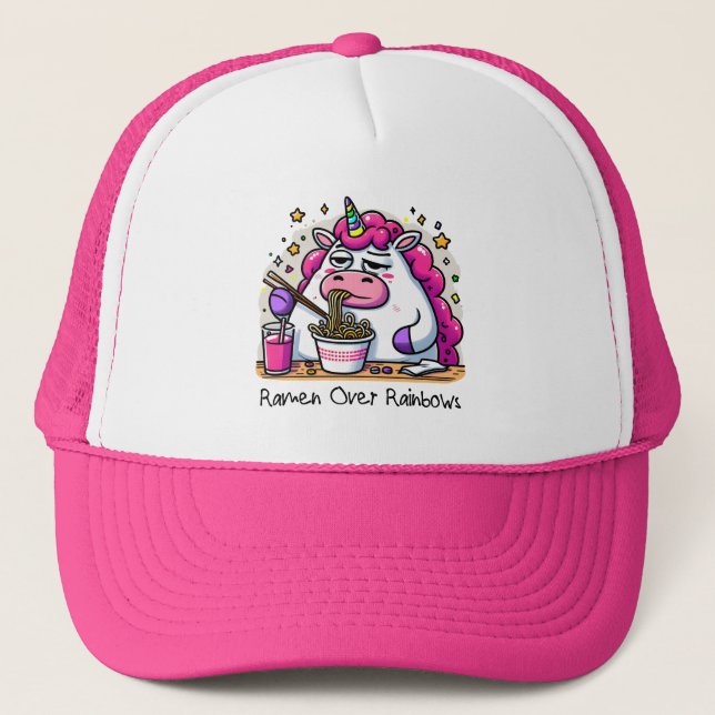 Unicorn Eating Ramen Trucker Hat (Front)