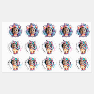 unicorn EDITABLE foto cupcake toppers stickers 
