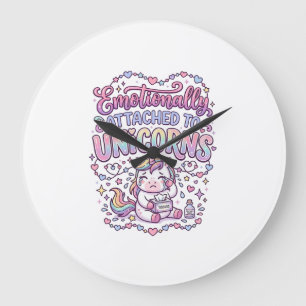Unicorn Emotionally Attached to Unicorns Original Large Clock