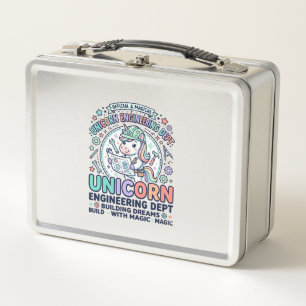 Unicorn Engineering Dept Bold Typography T-Shirt D Metal Lunch Box