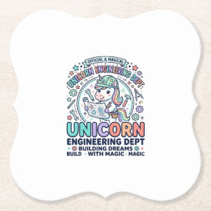 Unicorn Engineering Dept Bold Typography T-Shirt D Paper Coaster