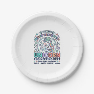 Unicorn Engineering Dept Bold Typography T-Shirt D Paper Plate