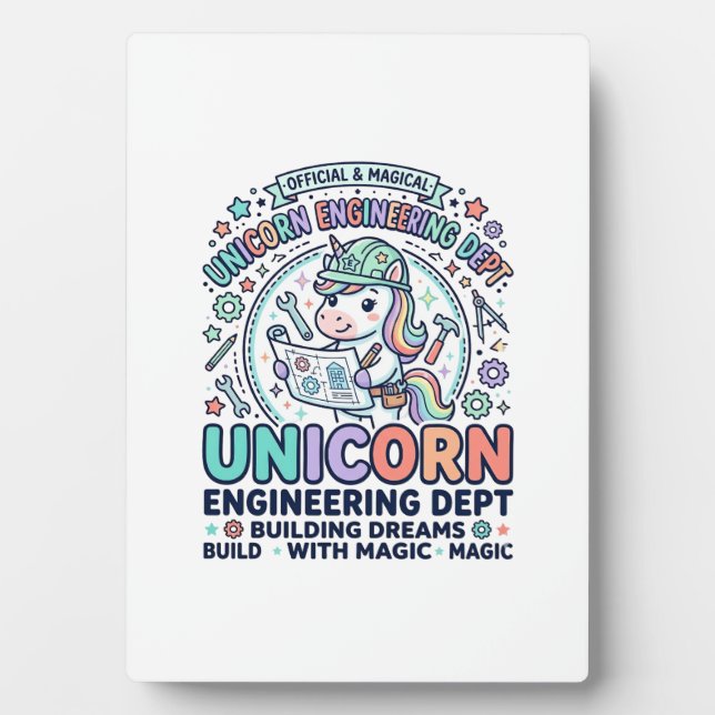 Unicorn Engineering Dept Bold Typography T-Shirt D Plaque (Front)