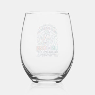 Unicorn Engineering Dept Bold Typography T-Shirt D Stemless Wine Glass