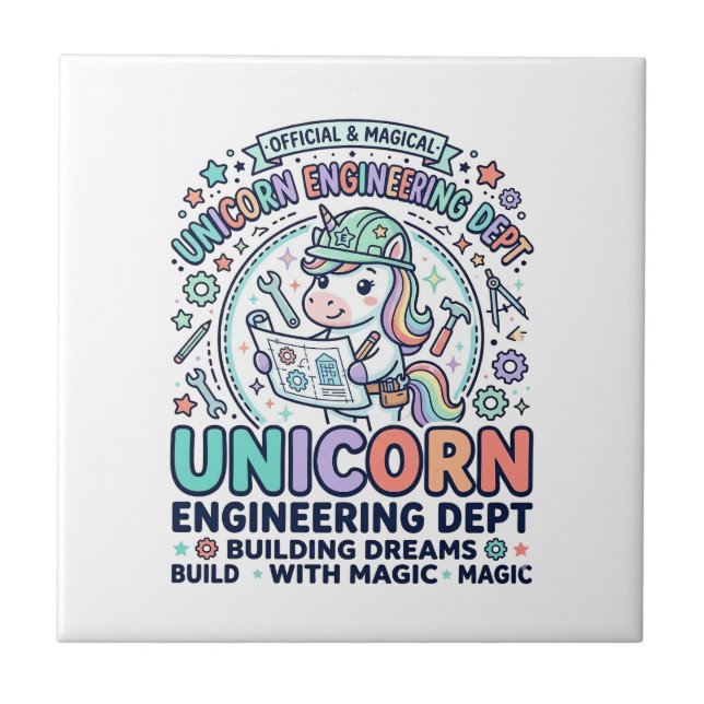 Unicorn Engineering Dept Bold Typography T-Shirt D Tile (Front)