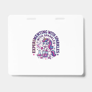 Unicorn Experimenting with Sparkles Commercial Cut ID Badge