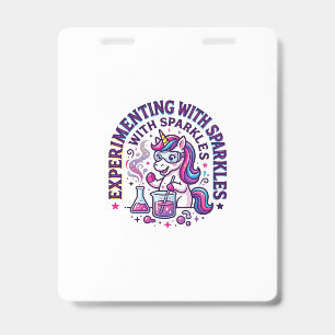 Unicorn Experimenting with Sparkles Commercial Cut ID Badge
