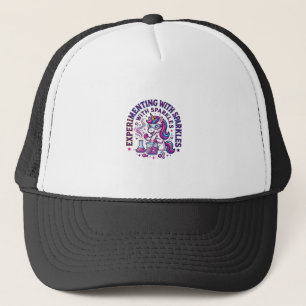 Unicorn Experimenting with Sparkles Commercial Cut Trucker Hat