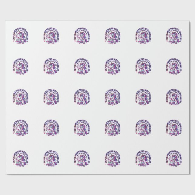 Unicorn Experimenting with Sparkles Commercial Cut Wrapping Paper (Flat)