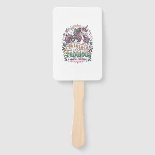 Unicorn Fa La La La Fabulous White Background Cute Hand Fan