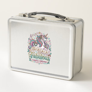 Unicorn Fa La La La Fabulous White Background Cute Metal Lunch Box