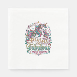 Unicorn Fa La La La Fabulous White Background Cute Napkin