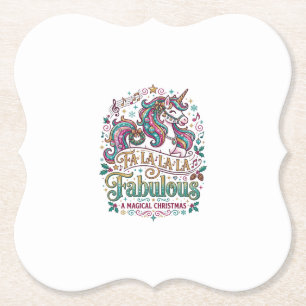 Unicorn Fa La La La Fabulous White Background Cute Paper Coaster
