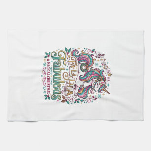 Unicorn Fa La La La Fabulous White Background Cute Tea Towel