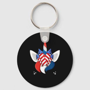 Unicorn Face 4th Of July Cute Girls Kids Teens  Key Ring