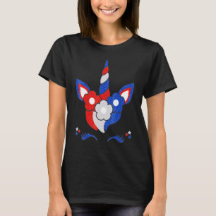 Unicorn Face 4th Of July Cute Girls Kids Teens Wom T-Shirt