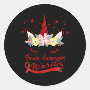 Unicorn Face Brain Aneurysm Awareness Classic Round Sticker